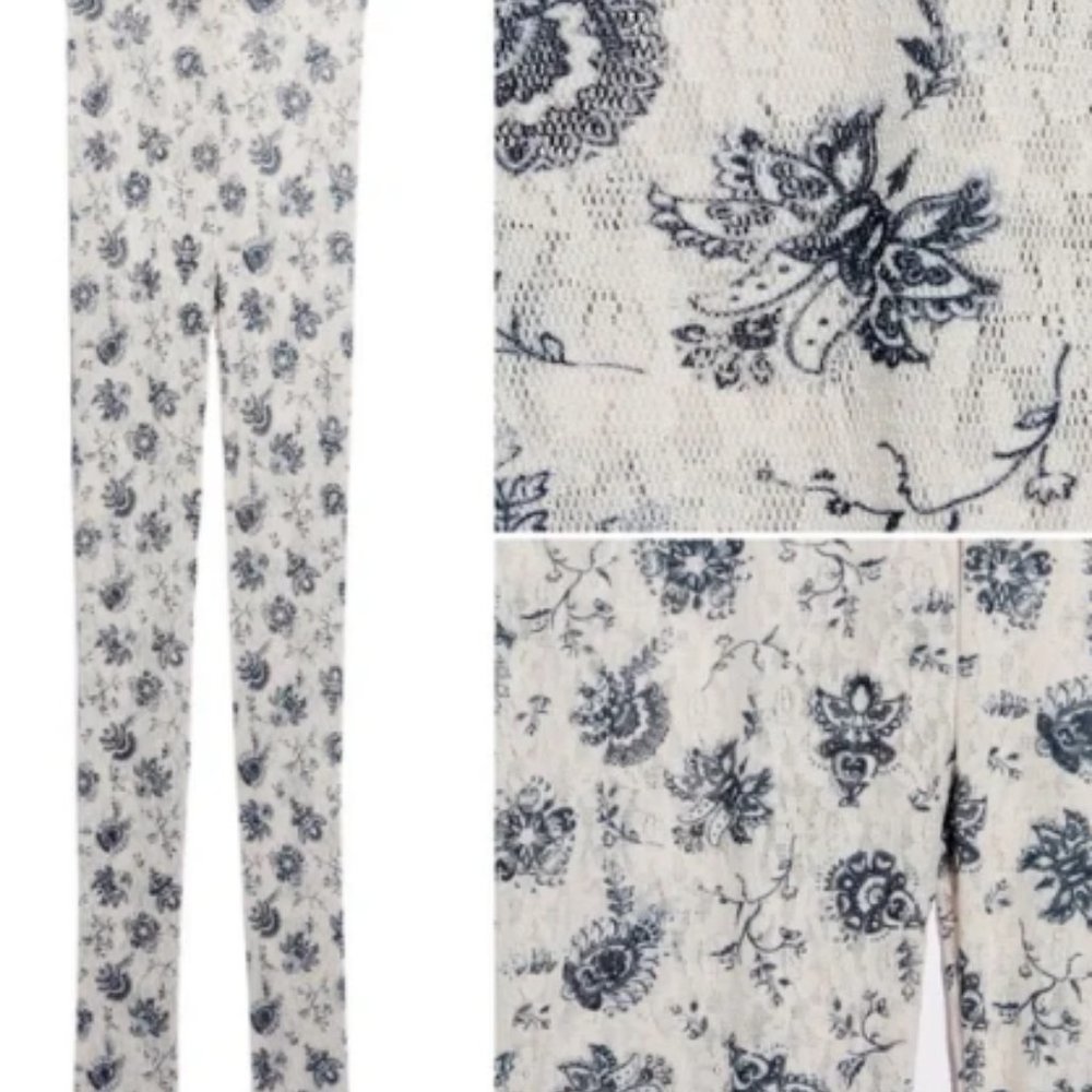 NWT Free People Layered in Lace Legging intimately FP Floral tights white SZ MD - Picture 3 of 4